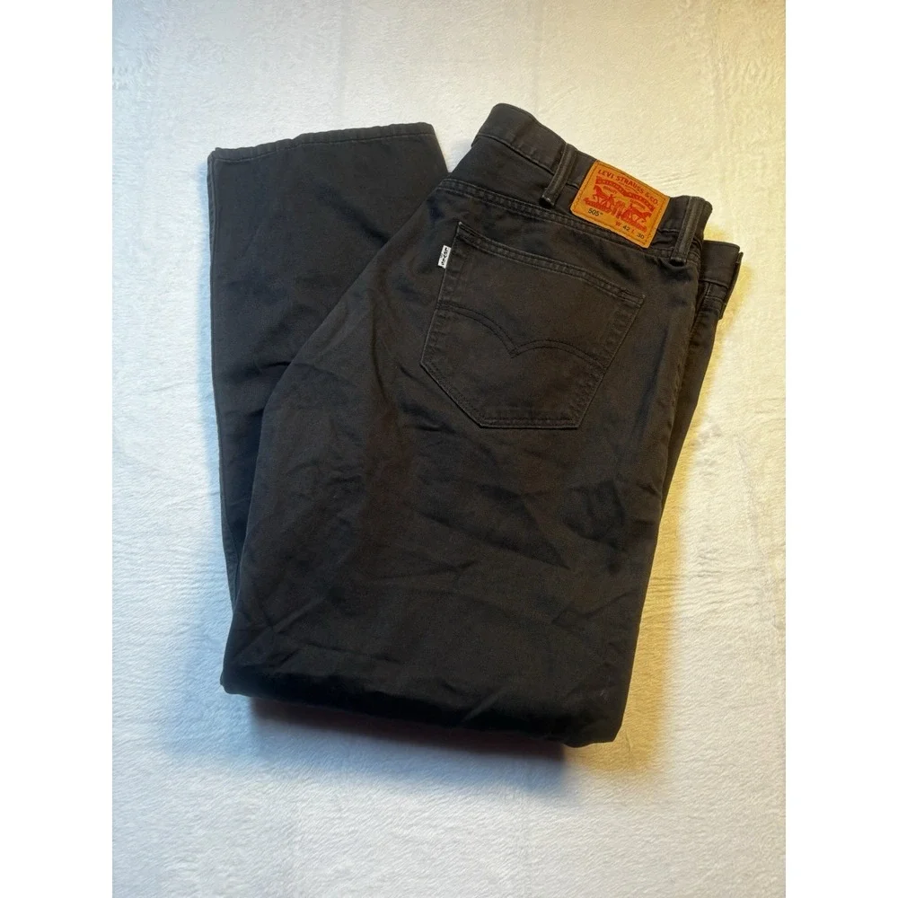 Levi's 505 White Tab Jeans Men's 42x29 Black Straight Rare Zip‎ Classic Fit